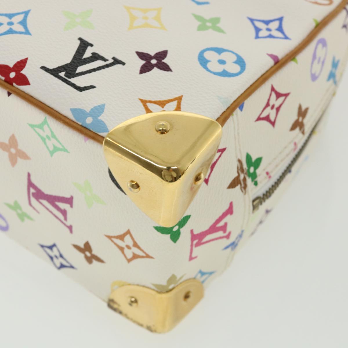 LOUIS VUITTON Monogram Multicolor Trouville Hand Bag White M92663 LV Auth am3411