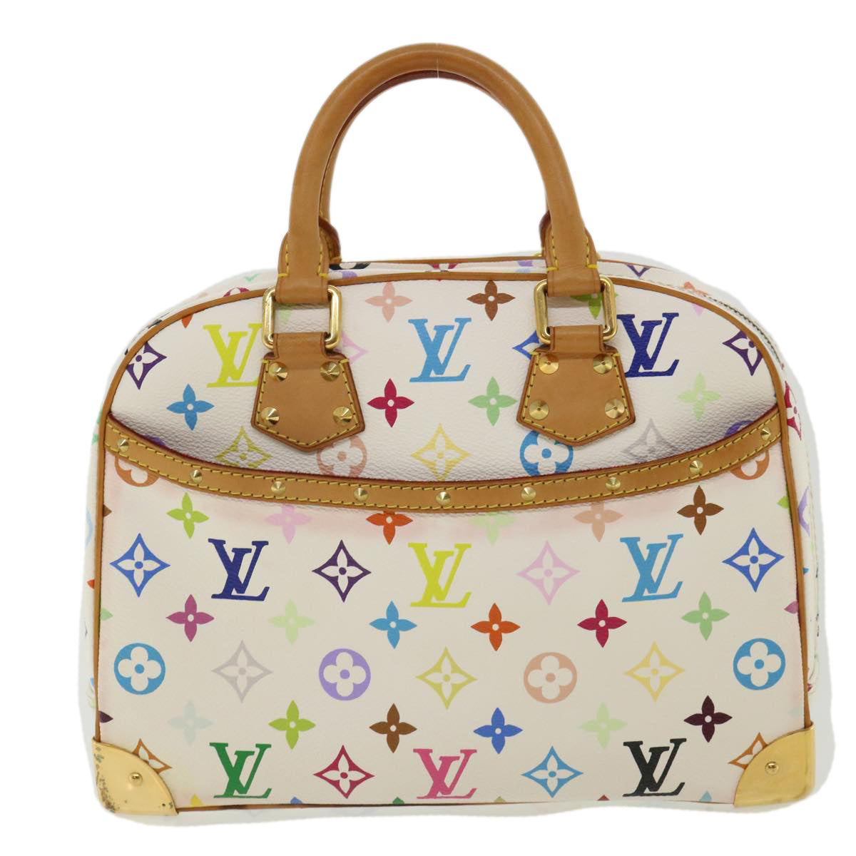 LOUIS VUITTON Monogram Multicolor Trouville Hand Bag White M92663 LV Auth am3411