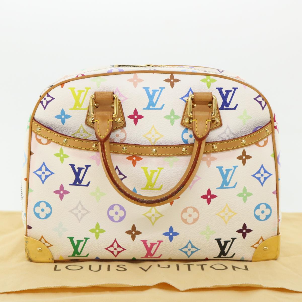 LOUIS VUITTON Monogram Multicolor Trouville Hand Bag White M92663 LV Auth am3411