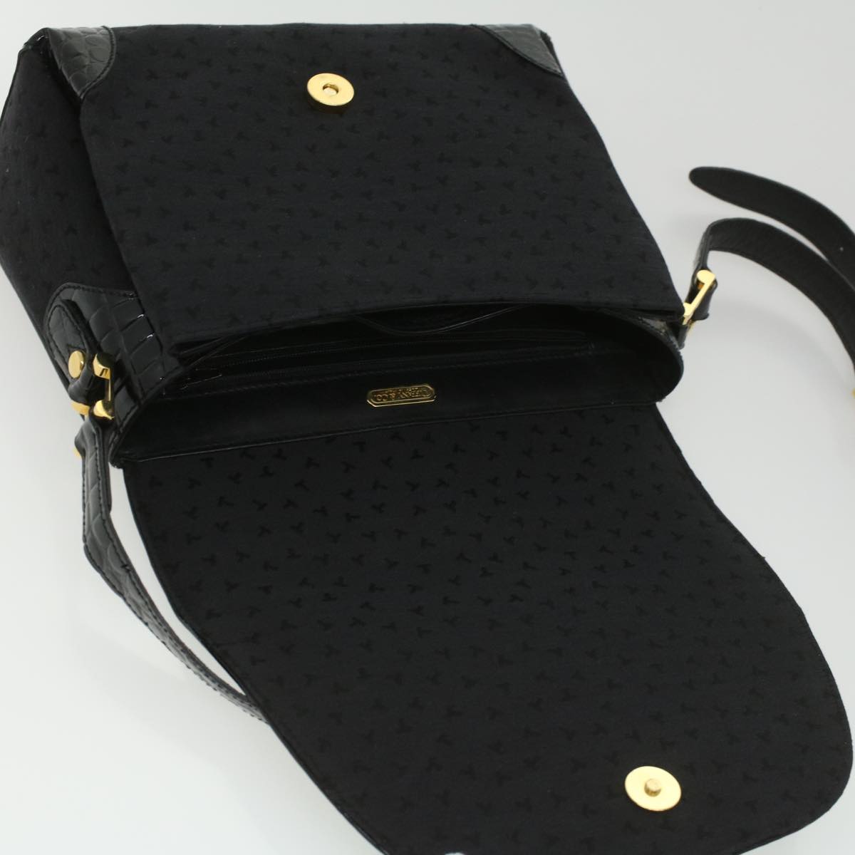 TIFFANY&Co. Shoulder Bag Leather Black Gold Auth am3413
