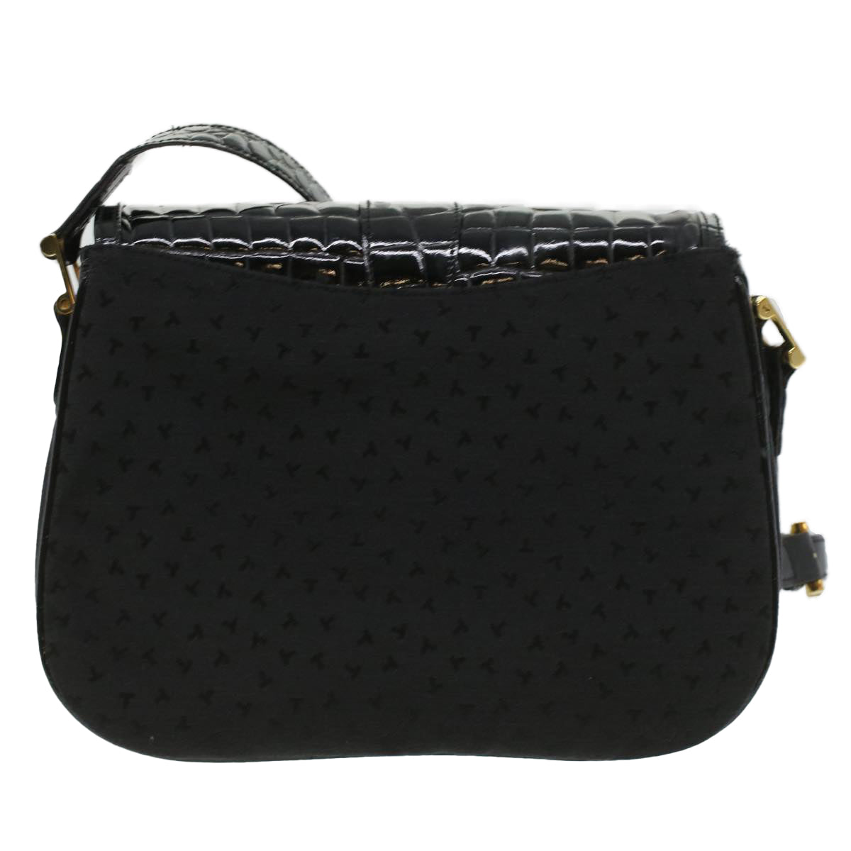 TIFFANY&Co. Shoulder Bag Leather Black Gold Auth am3413 - 0