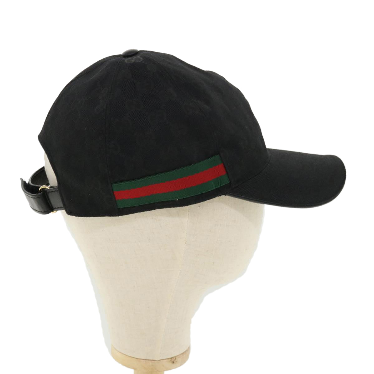 GUCCI Web Sherry Line GG Canvas Cap Black Green Red Auth am3454