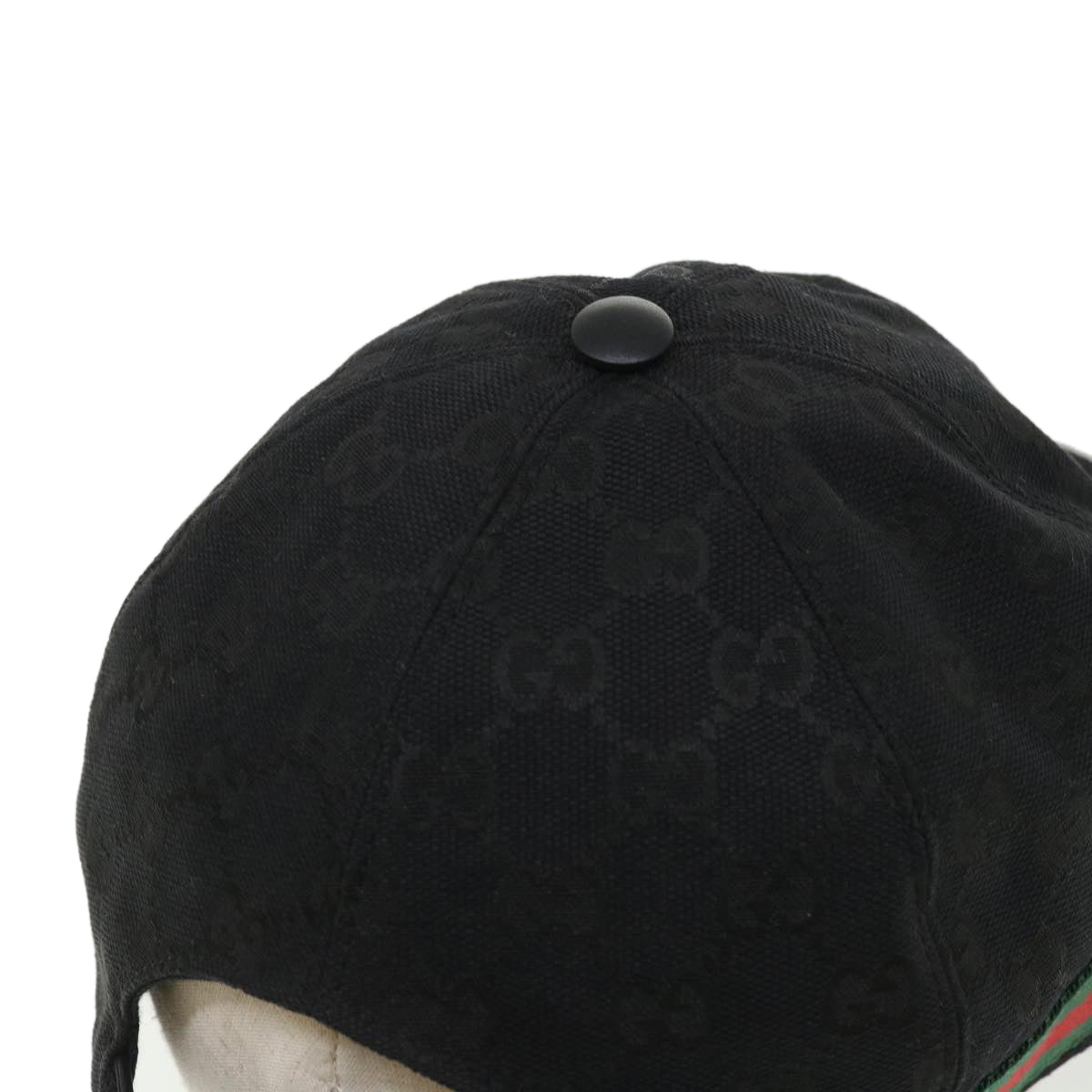 GUCCI Web Sherry Line GG Canvas Cap Black Green Red Auth am3454