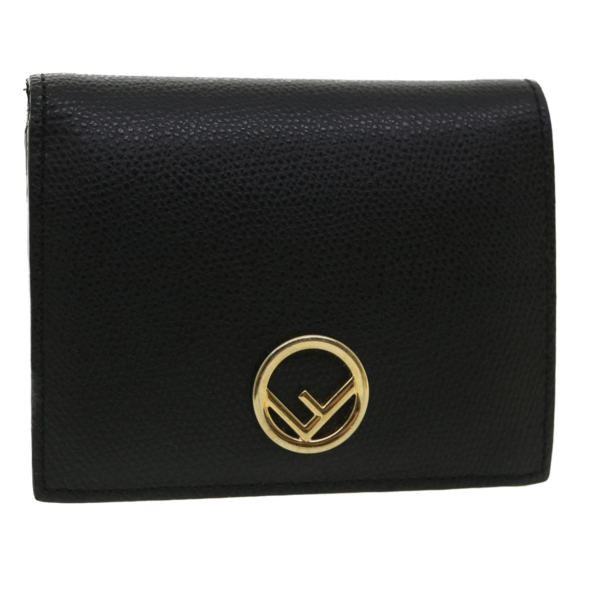 FENDI Wallet Leather Black Auth am3478