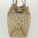 Christian Dior Trotter Canvas Chain Tote Bag PVC Leather Beige Auth am3502-4