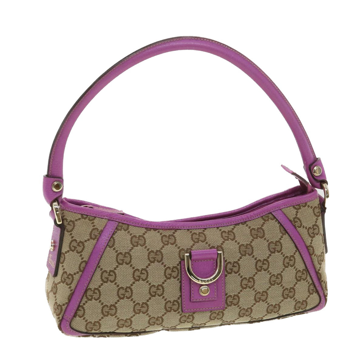 GUCCI GG Canvas Abbey Hand Bag Beige Pink 130939 Auth am3519