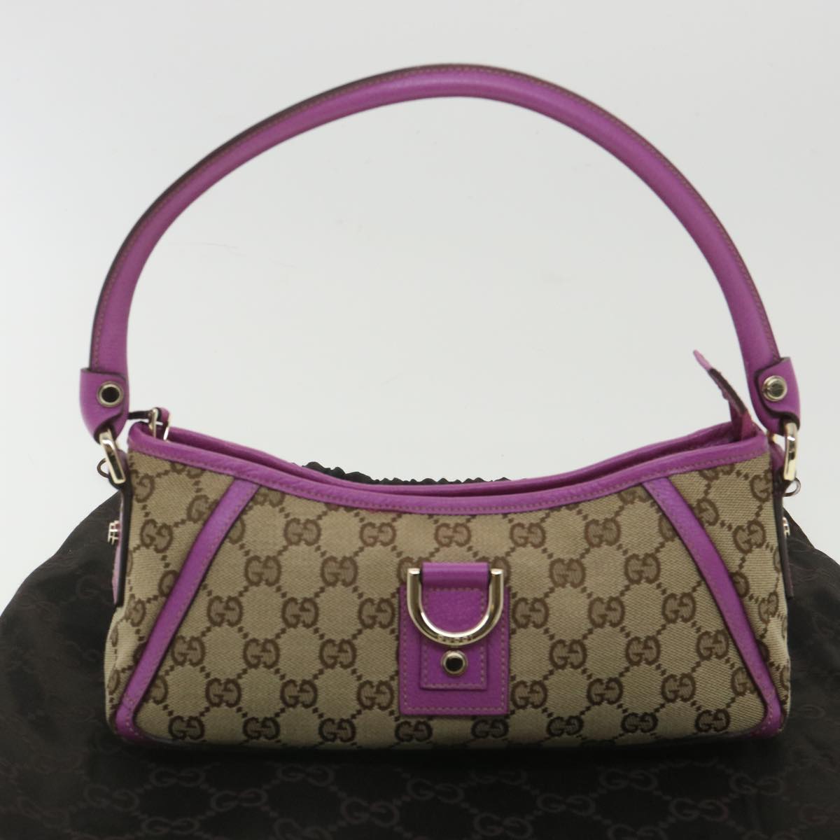 GUCCI GG Canvas Abbey Hand Bag Beige Pink 130939 Auth am3519