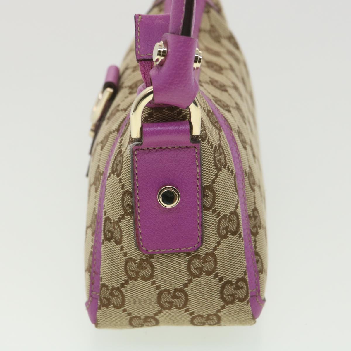 GUCCI GG Canvas Abbey Hand Bag Beige Pink 130939 Auth am3519