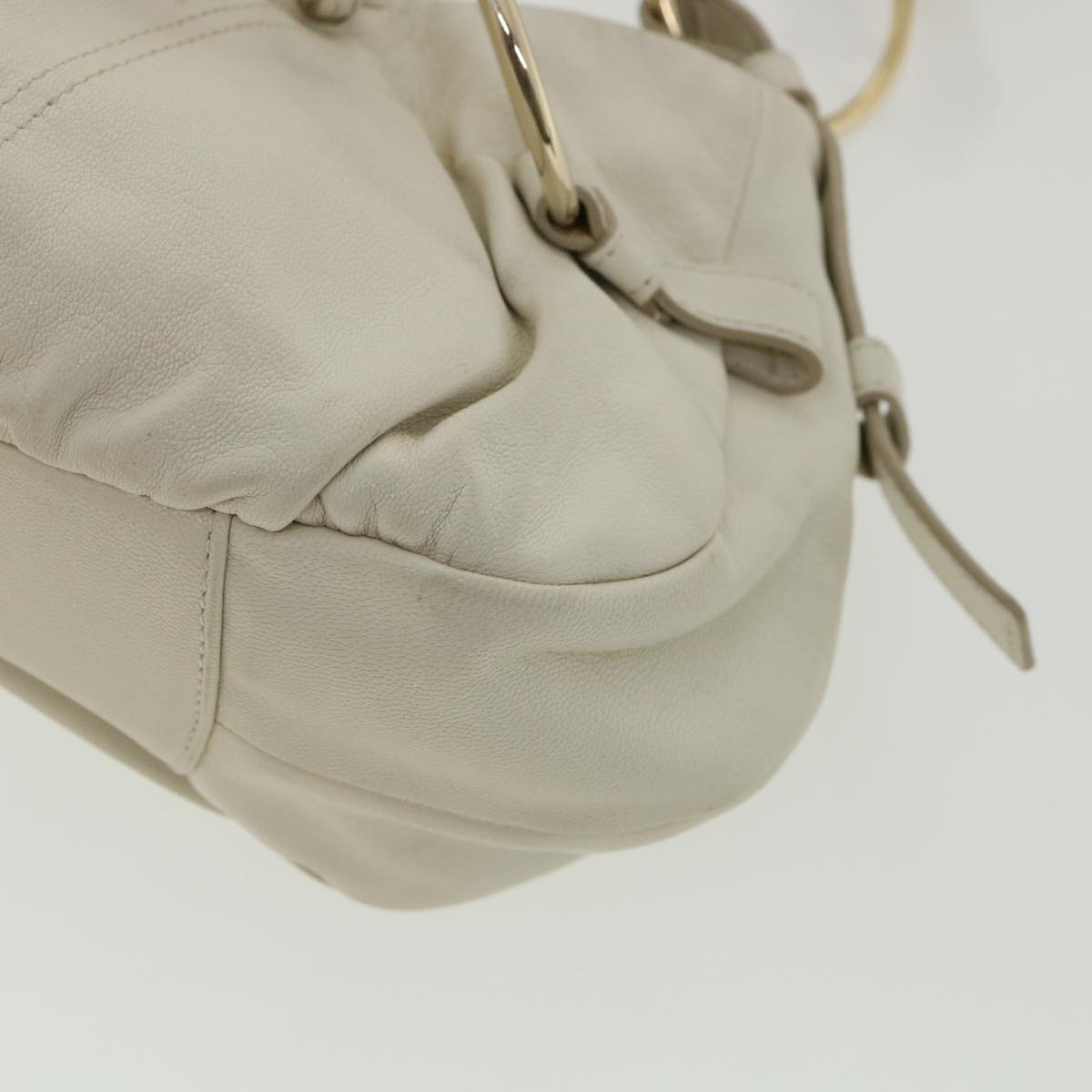 SAINT LAURENT Shoulder Bag Leather White Auth am3557