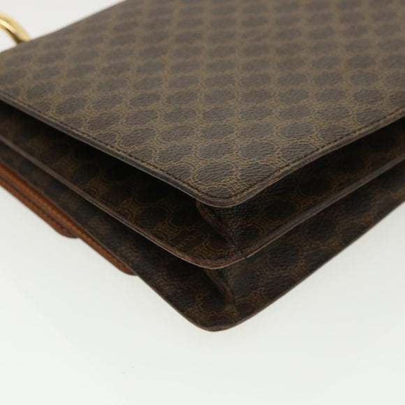 CELINE Macadam Canvas Hand Bag PVC Leather Brown Auth am3590