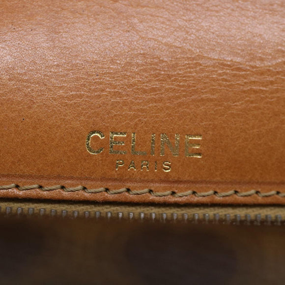 CELINE Macadam Canvas Hand Bag PVC Leather Brown Auth am3590
