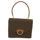 CELINE Macadam Canvas Hand Bag PVC Leather Brown Auth am3590-13