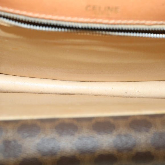 CELINE Macadam Canvas Hand Bag PVC Leather Brown Auth am3590