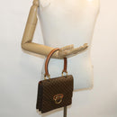 CELINE Macadam Canvas Hand Bag PVC Leather Brown Auth am3590-29