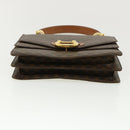 CELINE Macadam Canvas Hand Bag PVC Leather Brown Auth am3590-5