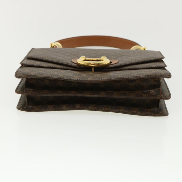 CELINE Macadam Canvas Hand Bag PVC Leather Brown Auth am3590