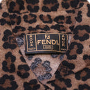 FENDI Leopard Long Sleeved Shirt Wool Brown Auth am3595-6