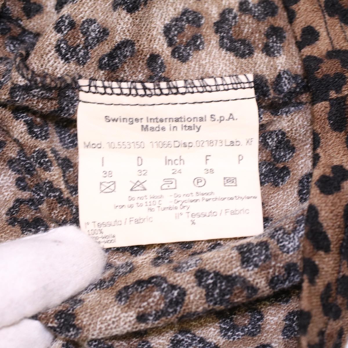 FENDI Leopard Long Sleeved Shirt Wool Brown Auth am3595