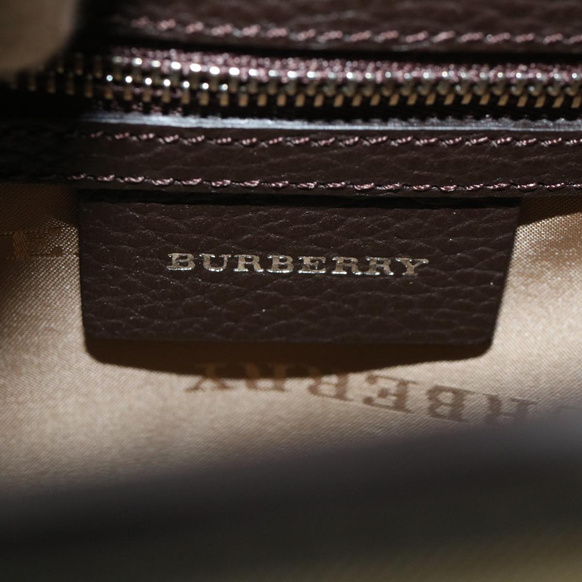 BURBERRY Nova Check Shoulder Bag Canvas Gray Dark Brown beige Auth am3602