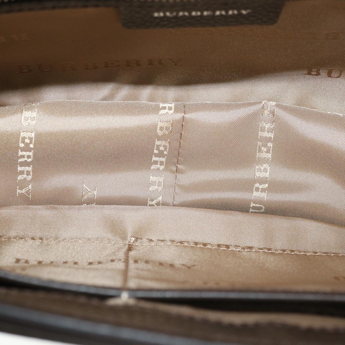 BURBERRY Nova Check Shoulder Bag Canvas Gray Dark Brown beige Auth am3602