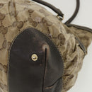GUCCI GG Canvas Tote Bag Coated Canvas Beige Dark Brown Auth am3623-9