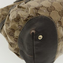 GUCCI GG Canvas Tote Bag Coated Canvas Beige Dark Brown Auth am3623-16