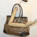 GUCCI GG Canvas Tote Bag Coated Canvas Beige Dark Brown Auth am3623-22