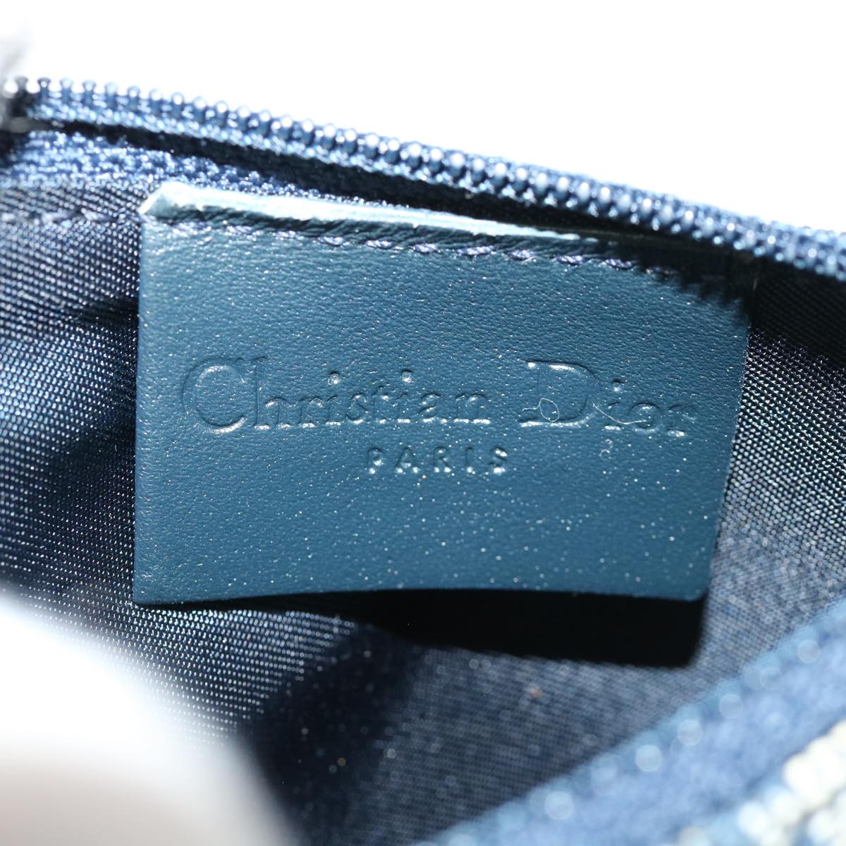 Christian Dior Trotter Canvas Saddle Coin Purse Navy Auth am3626