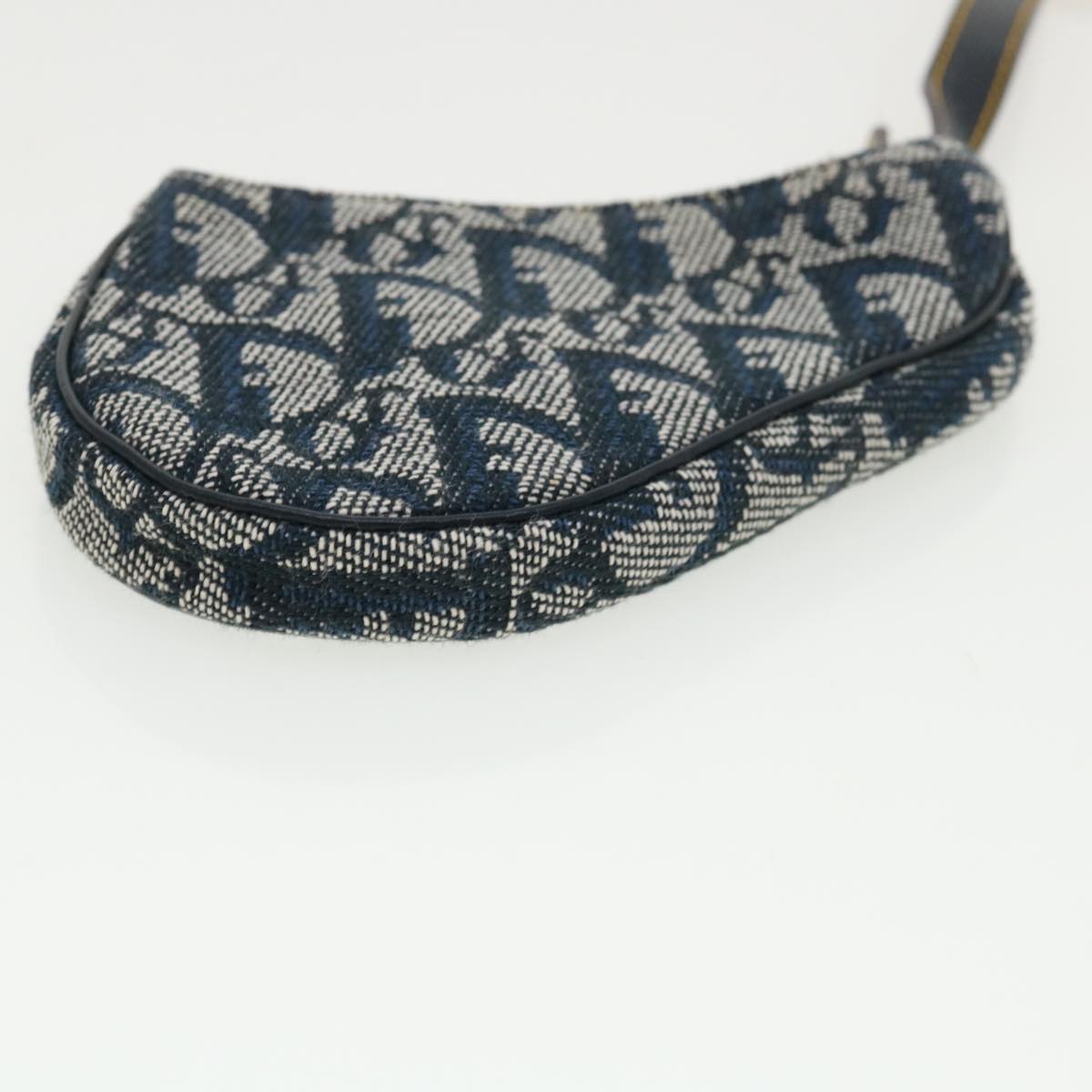 Christian Dior Trotter Canvas Saddle Coin Purse Navy Auth am3626