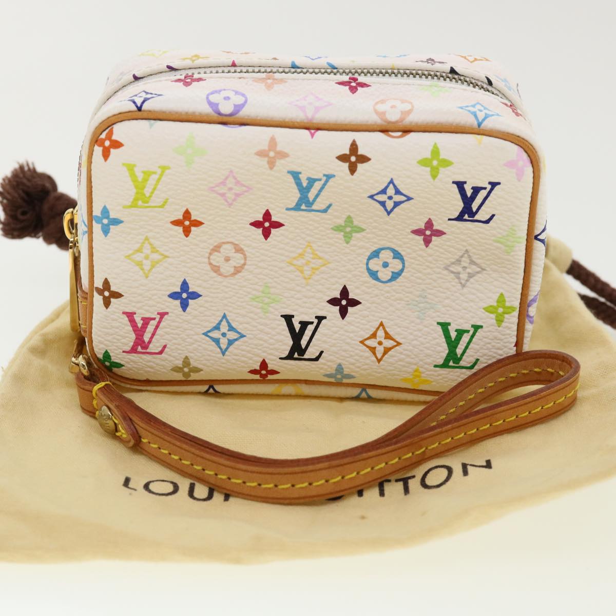 LOUIS VUITTON Monogram Multicolor Trousse Wapity Pouch White M58033 Auth am3638