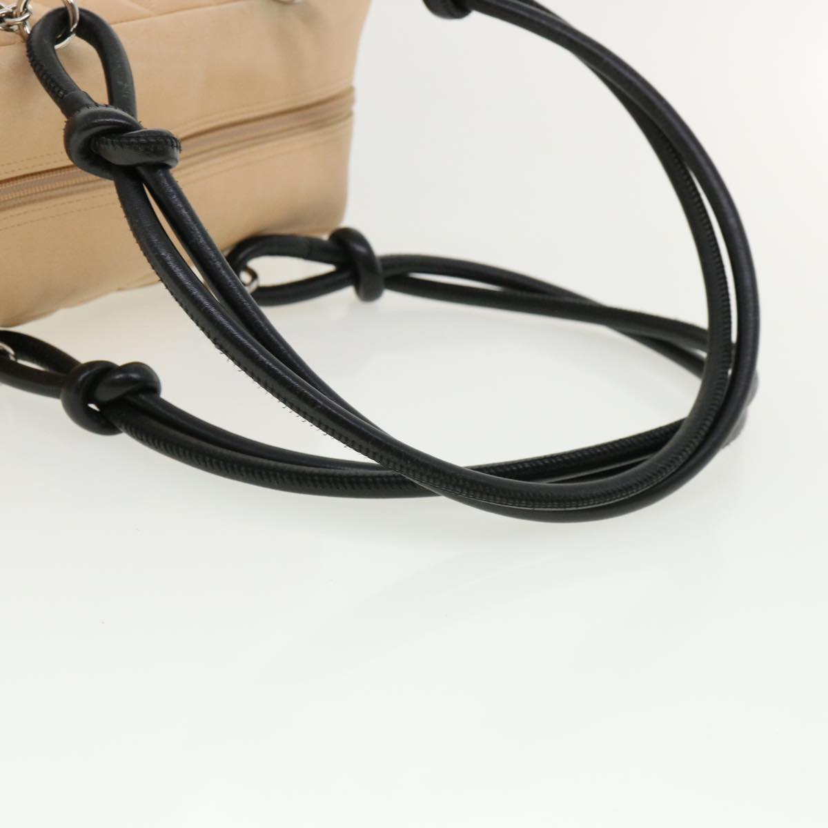 CHANEL Cambon Line Shoulder Bag Leather Beige CC Auth am3648