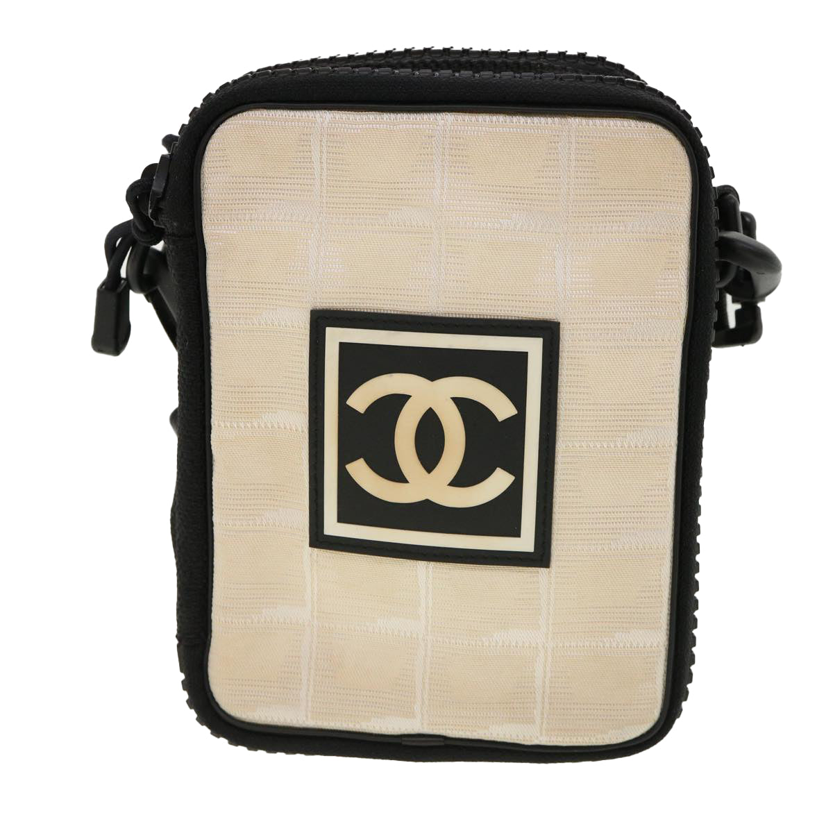 CHANEL Chanel sports Shoulder Bag Nylon White CC Auth am3677