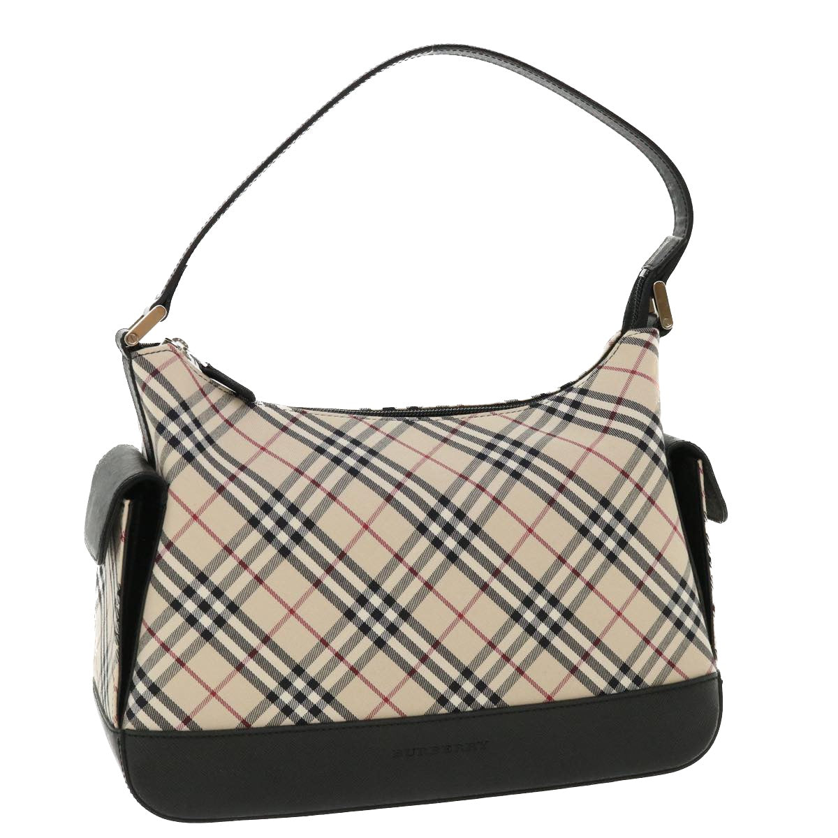 BURBERRY Nova Check Shoulder Bag Nylon Beige Black Auth am3722