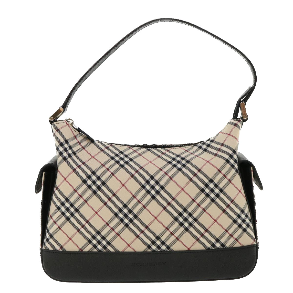 BURBERRY Nova Check Shoulder Bag Nylon Beige Black Auth am3722