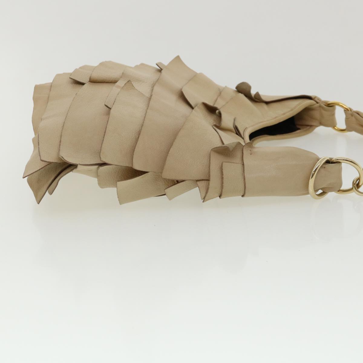 SAINT LAURENT Shoulder Bag Leather Beige 122245 Auth am3726