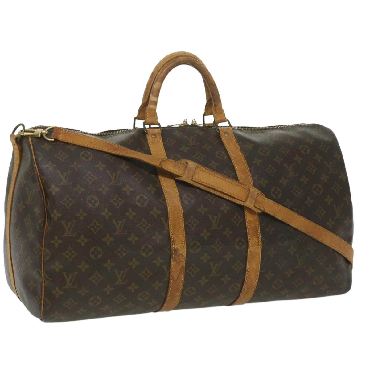 LOUIS VUITTON Monogram Keepall Bandouliere 55 Boston Bag M41414 LV Auth am3736