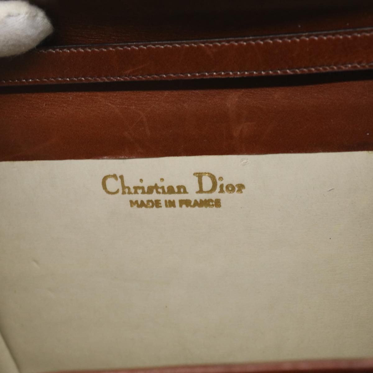 Christian Dior Chain Shoulder Bag Leather Brown Auth am3764