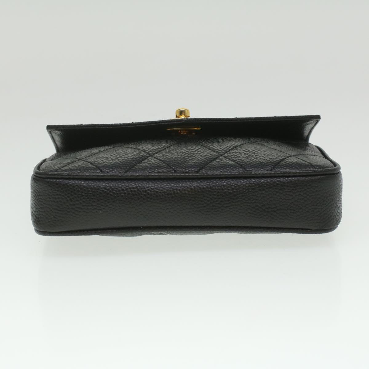 CHANEL Bum Bag Waist Bag Caviar Skin 75/30 Black CC Auth am3771A