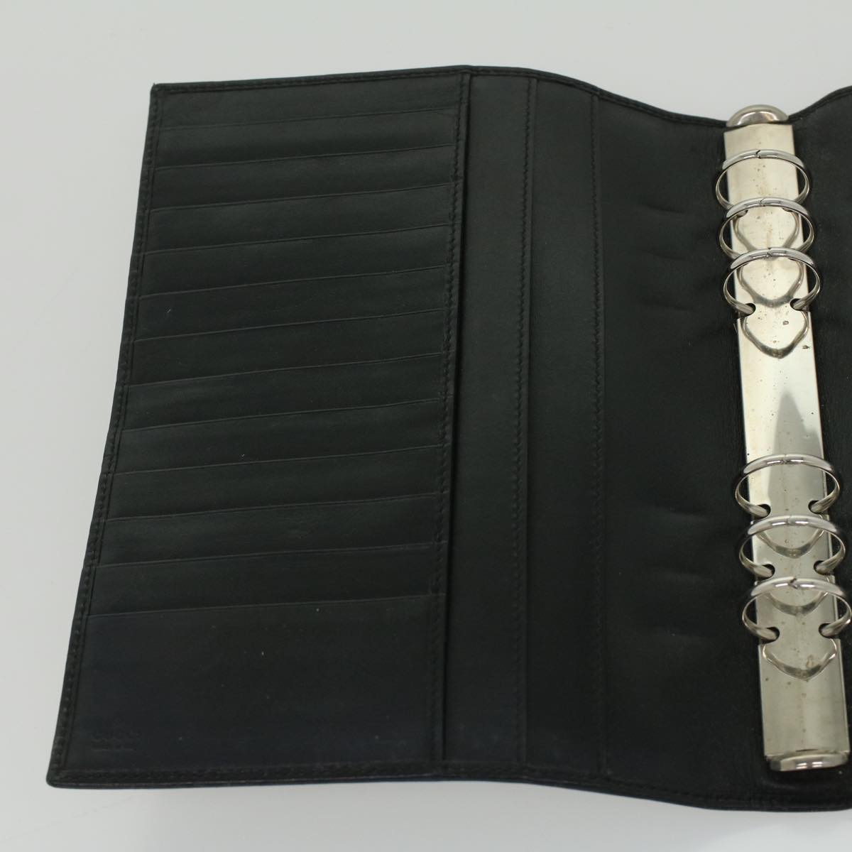 GUCCI Guccissima Agenda GM Day Planner Cover Black 115240 Auth am3801