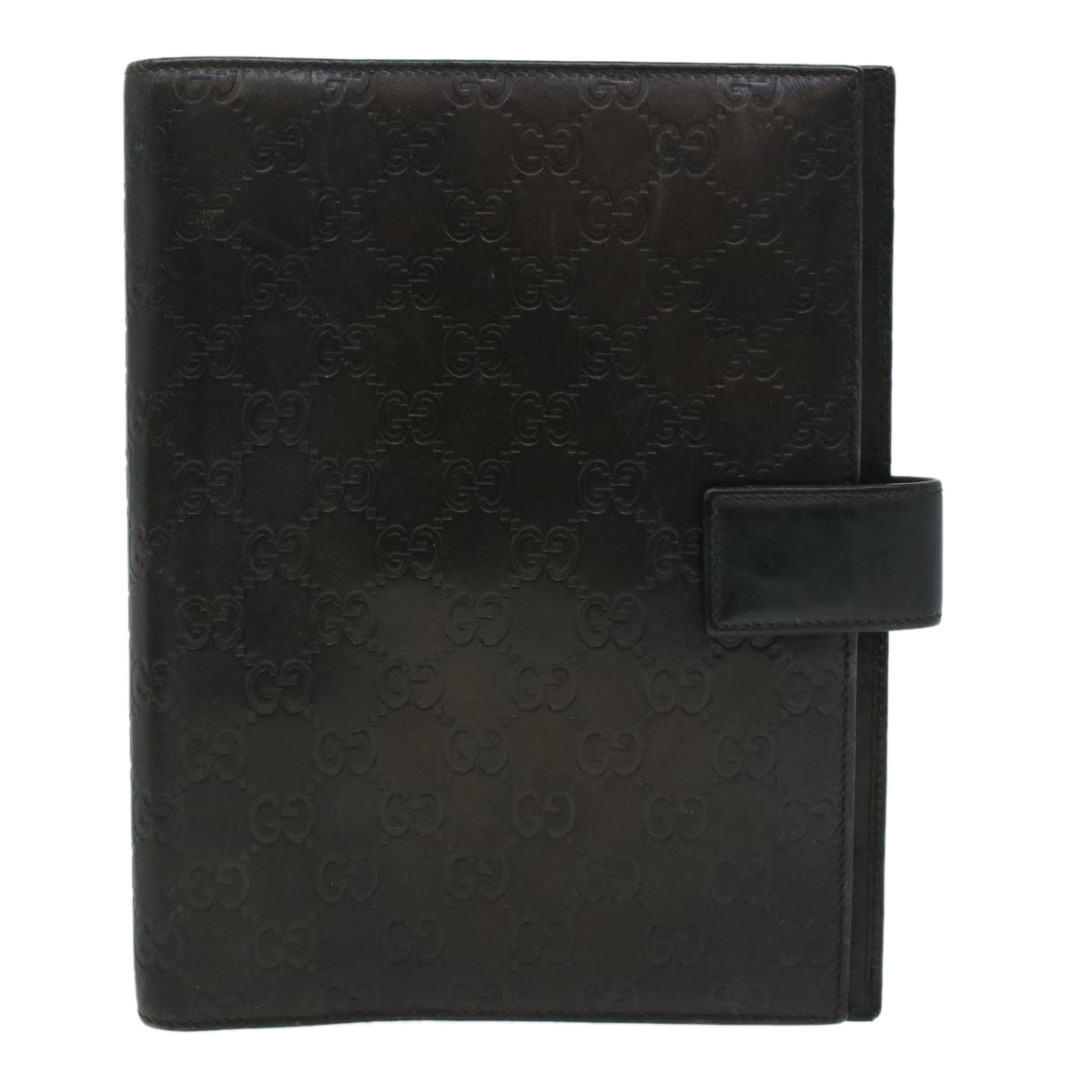 GUCCI Guccissima Agenda GM Day Planner Cover Black 115240 Auth am3801