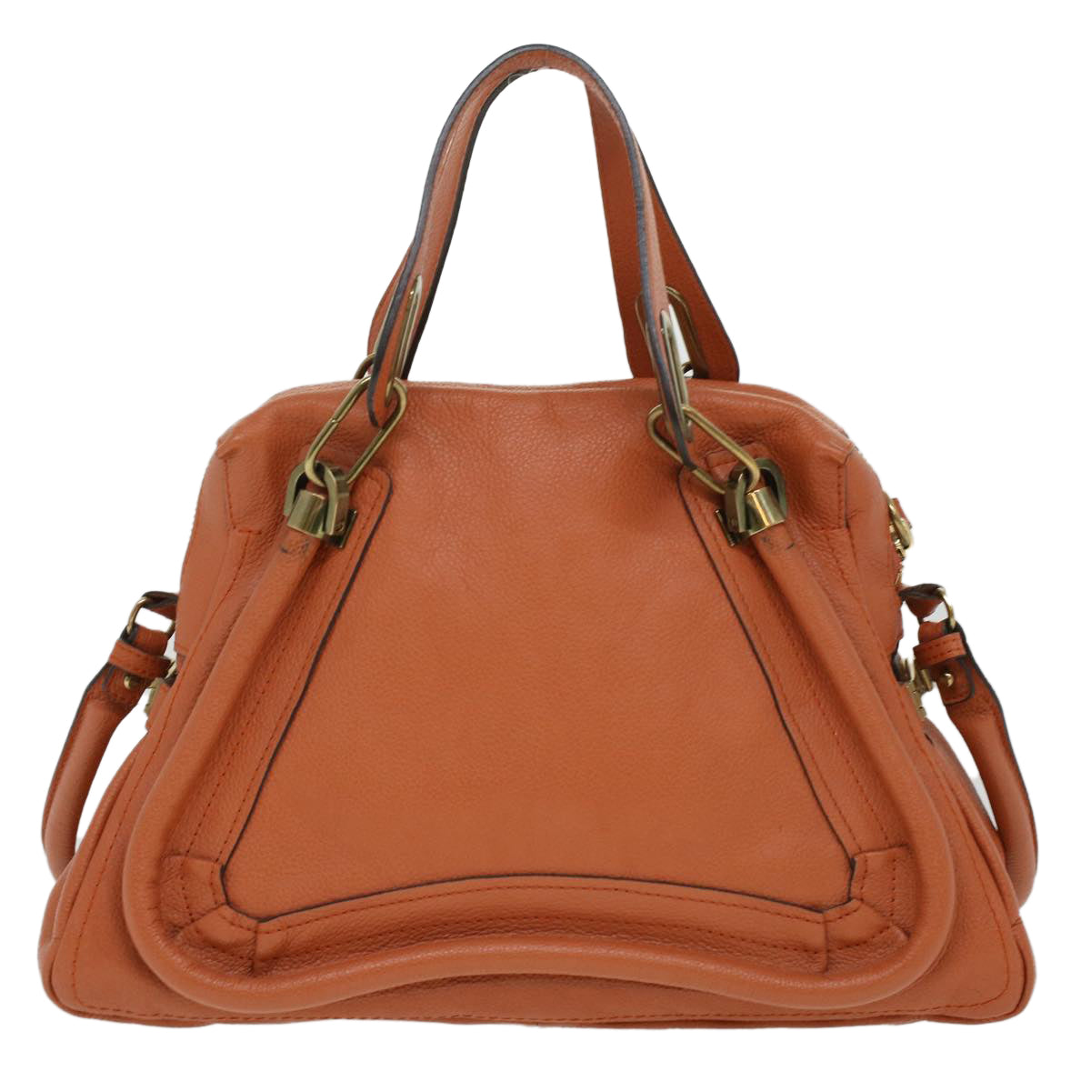 Chloe Shoulder Bag Leather 2way Orange 02-12-63-65 Auth am3806 - 0