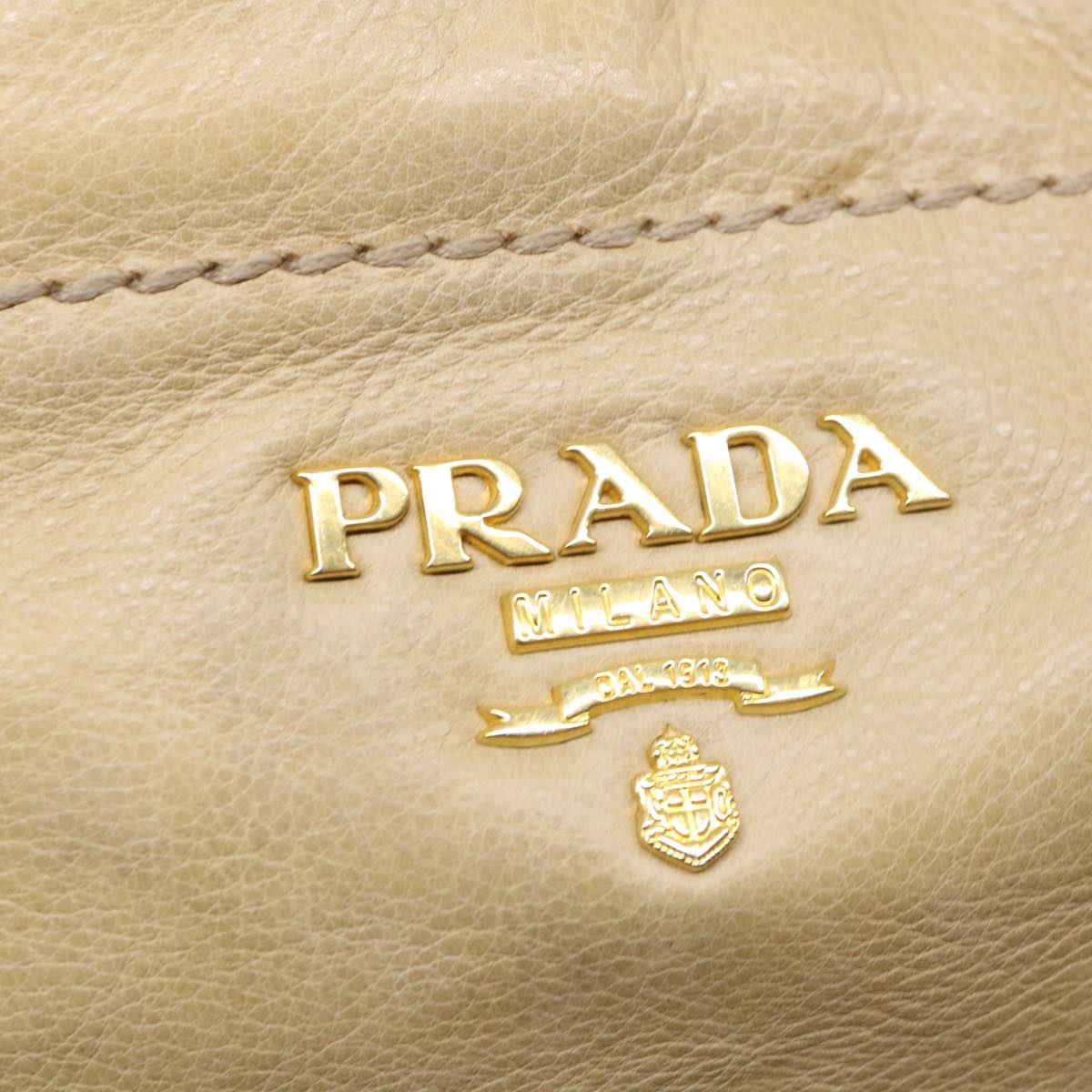 PRADA Shoulder Bag Leather 2way Beige Auth am3807