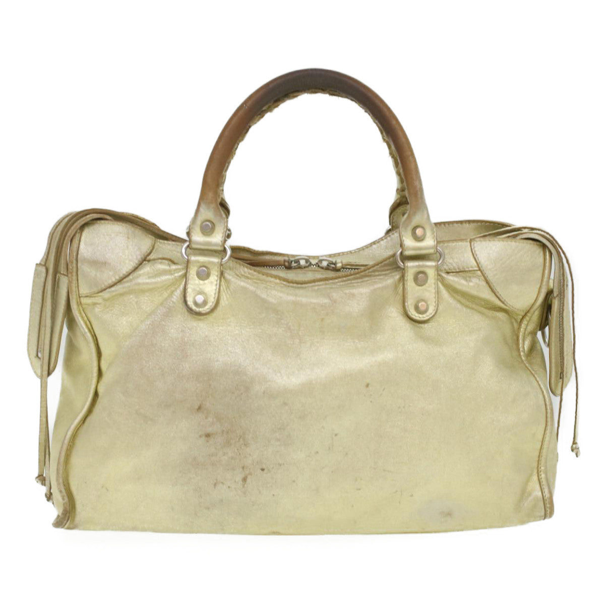 BALENCIAGA City Bag Hand Bag Leather 2way Gold 115748 8091 J 002123 Auth am3828 - 0