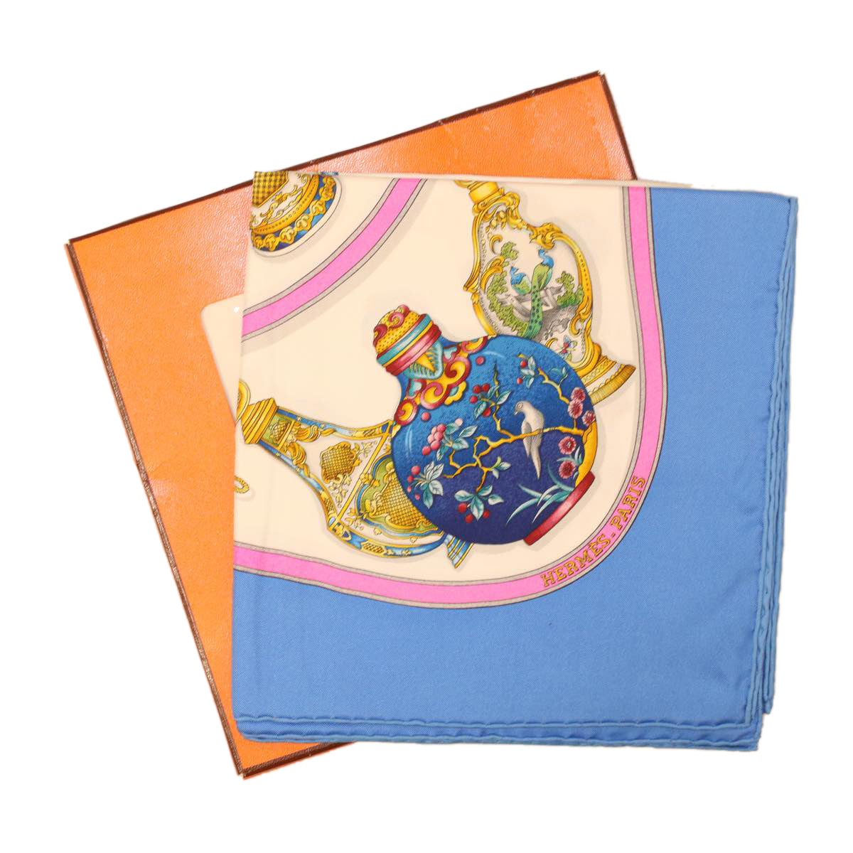 HERMES Carre 90 Scarf #pourvu qu'on ait I'ivresse"" Silk White Auth am3843