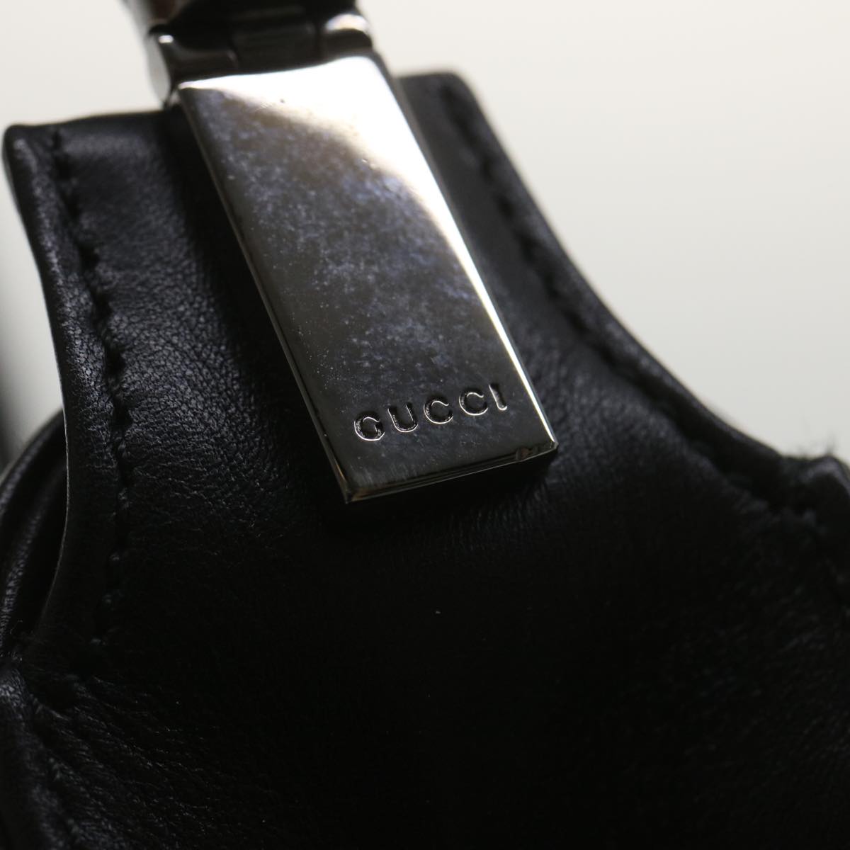 GUCCI Bamboo Shoulder Bag Leather Black 001 3239 001998 Auth am3859