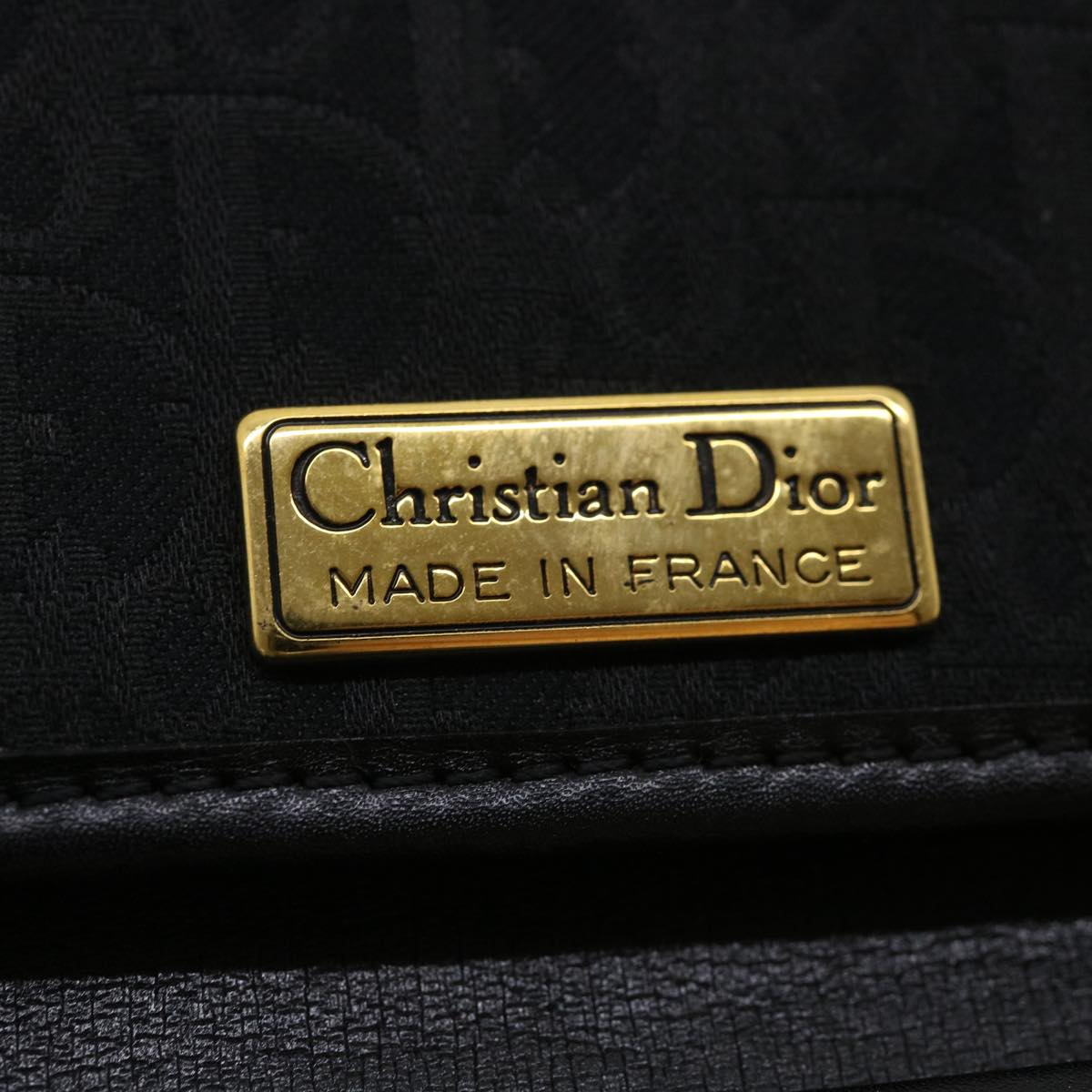 Christian Dior Trotter Canvas Chain Shoulder Bag Black Auth am3863