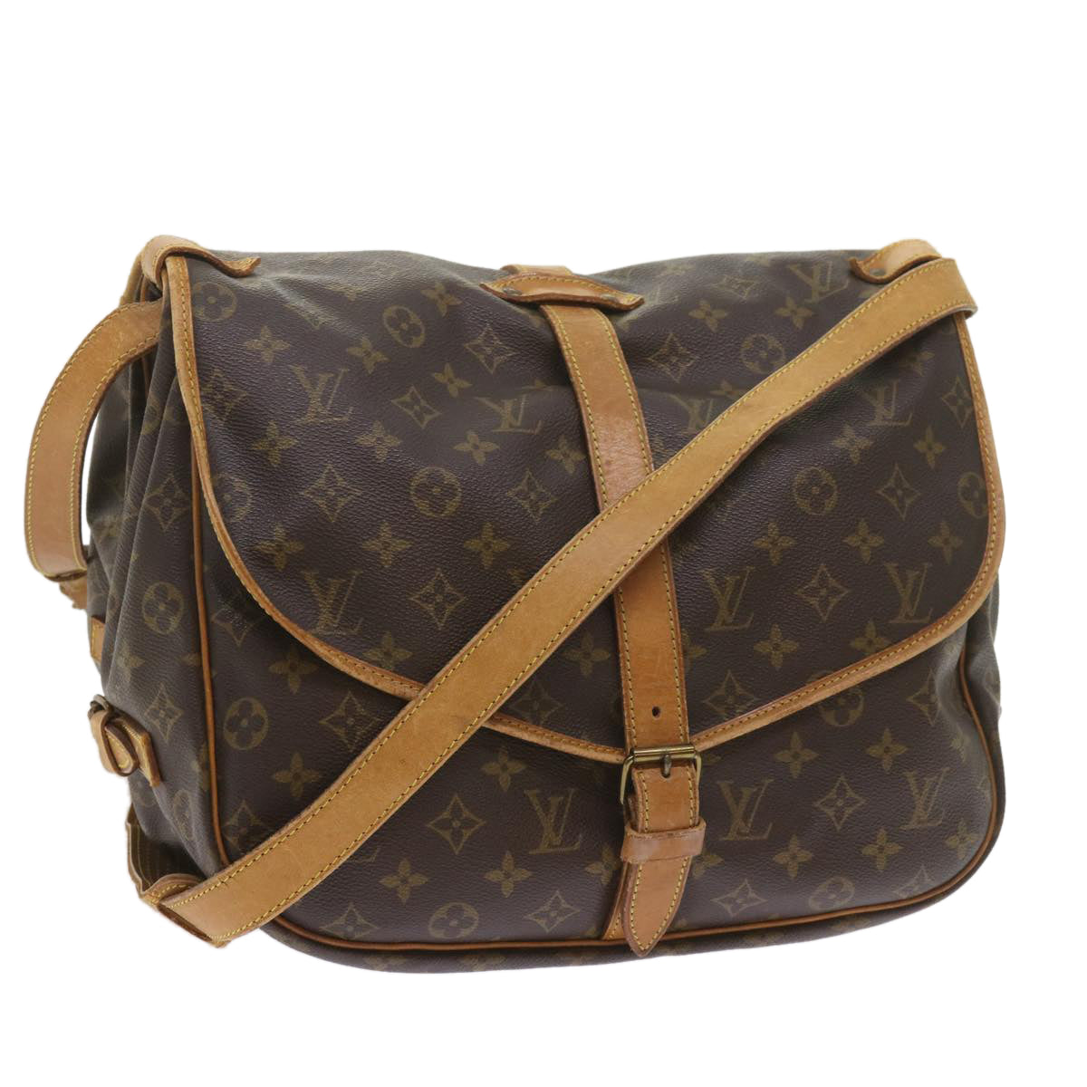 LOUIS VUITTON Monogram Saumur 35 Shoulder Bag M42254 LV Auth am3896