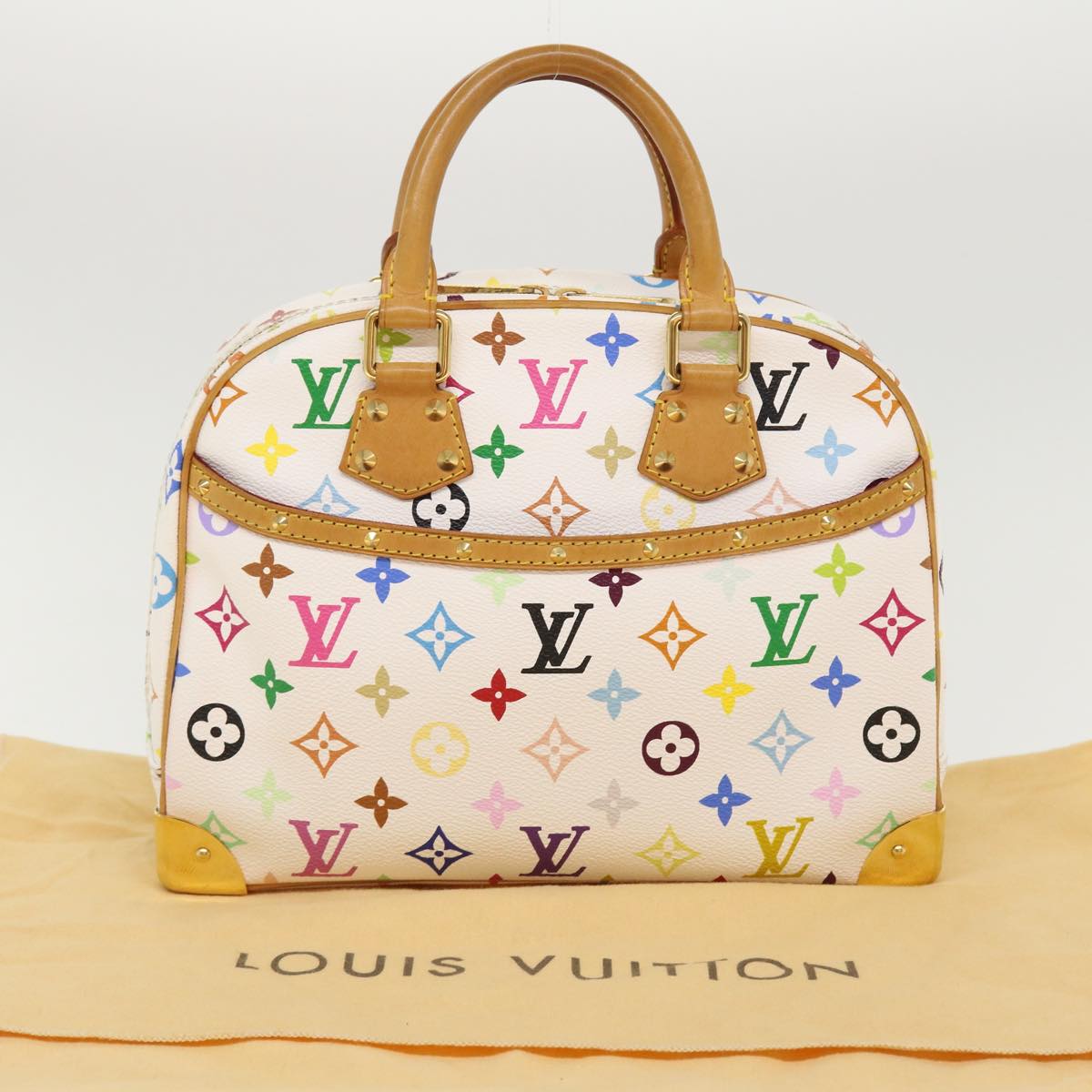 LOUIS VUITTON Monogram Multicolor Trouville Hand Bag White M92663 LV Auth am3906
