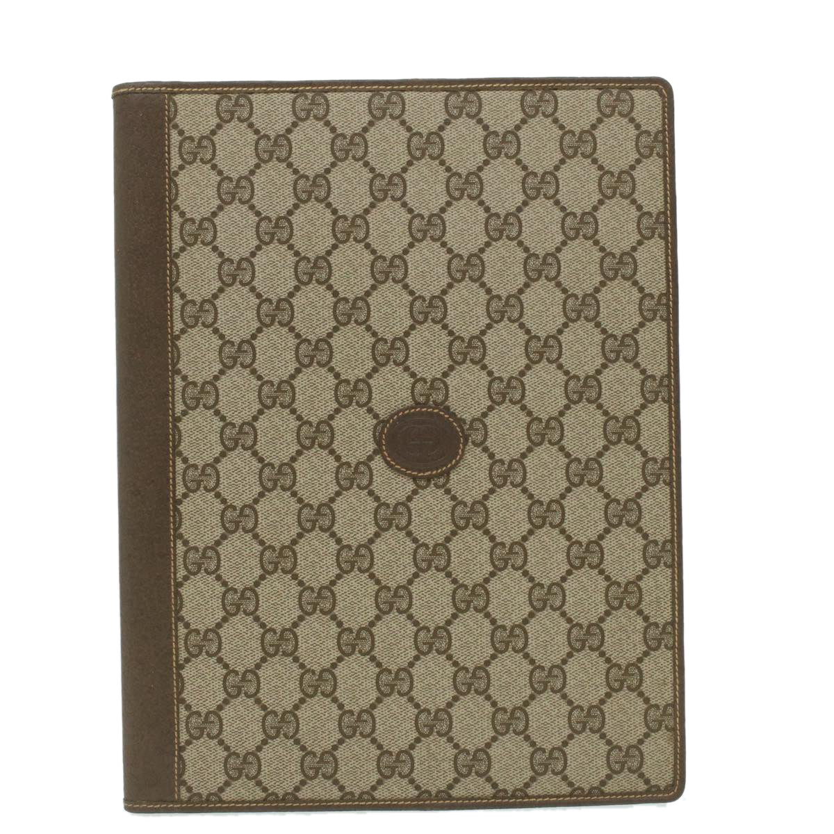 GUCCI GG Canvas Day Planner Cover PVC Leather Beige Auth am3940