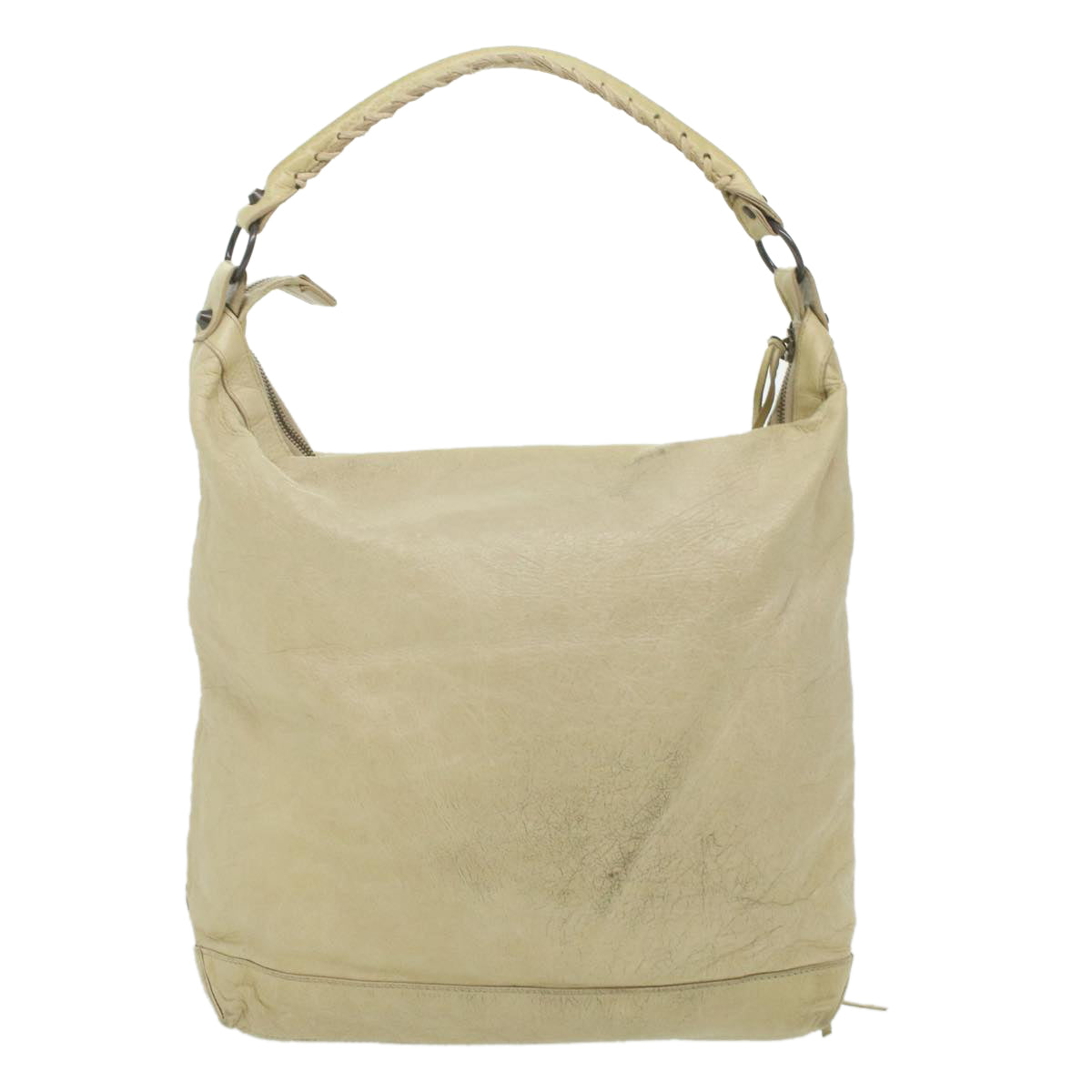 BALENCIAGA Classic Day Shoulder Bag Leather Beige Auth am3941 - 0